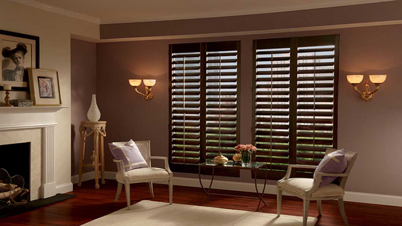 wood blinds in living room